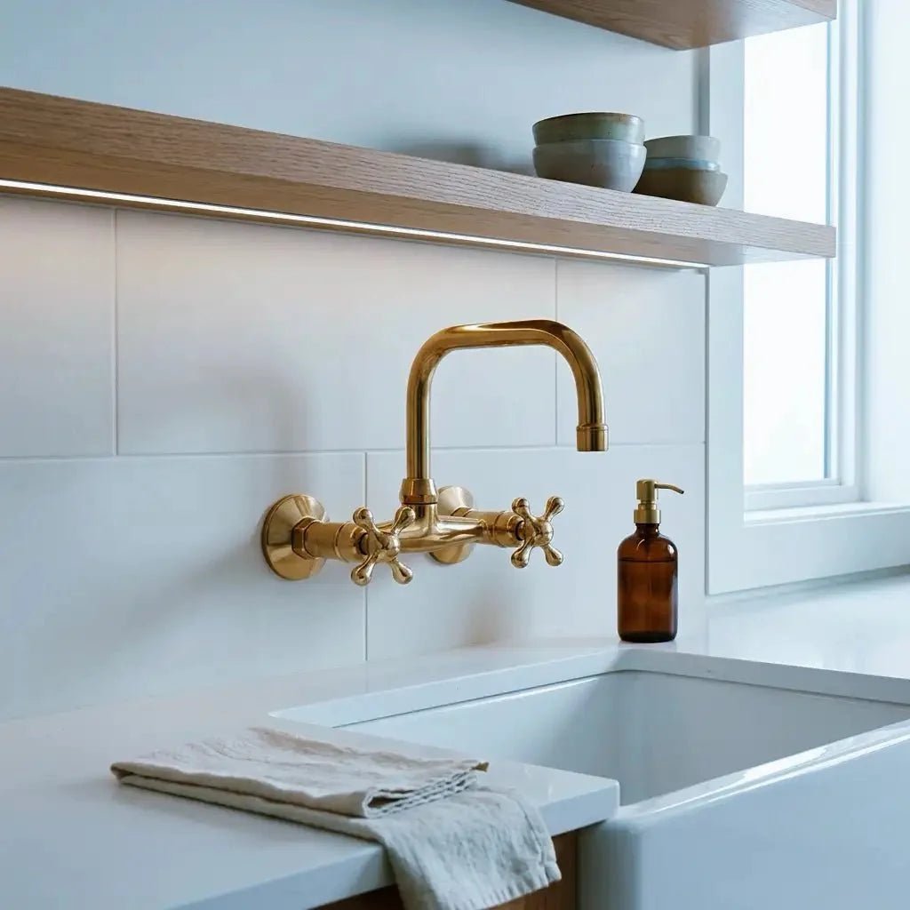 Wall Mounted Solid Brass Faucet For Bathroom and Kitchen - BRASSDORIA