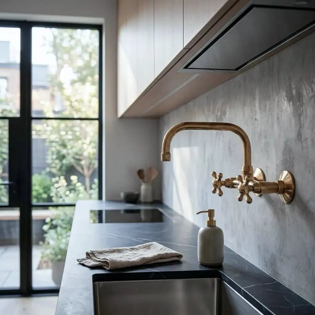 Wall Mounted Solid Brass Faucet For Bathroom and Kitchen - BRASSDORIA
