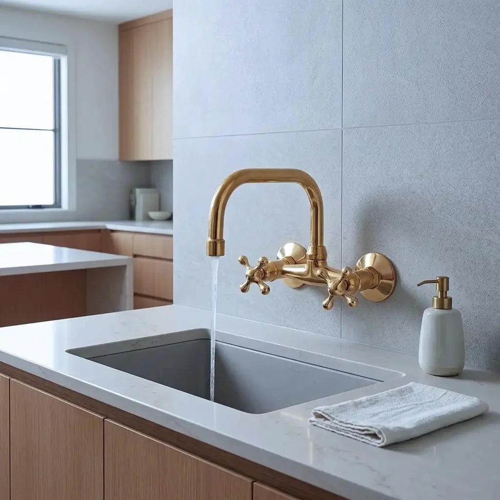 Wall Mounted Solid Brass Faucet For Bathroom and Kitchen - BRASSDORIA