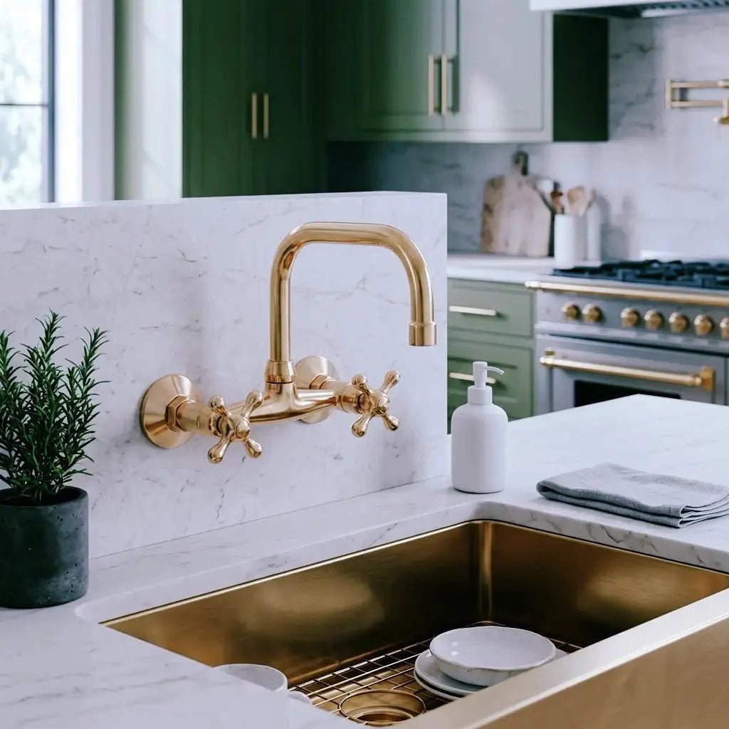 Wall Mounted Solid Brass Faucet For Bathroom and Kitchen - BRASSDORIA