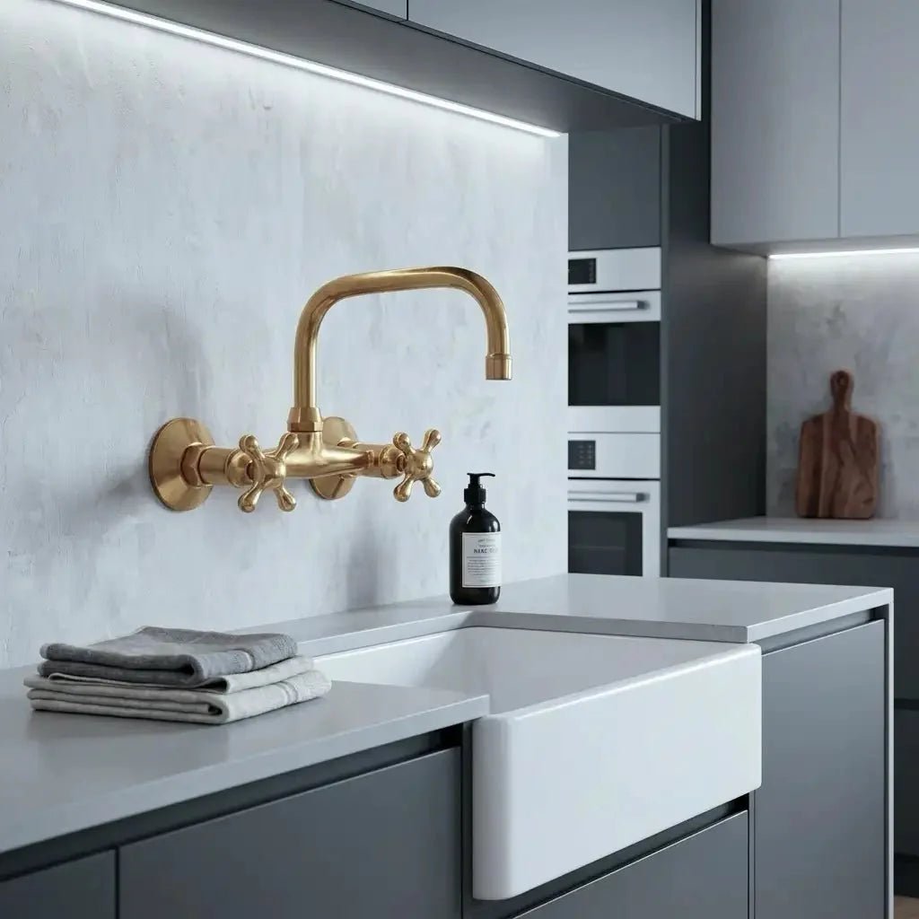 Wall Mounted Solid Brass Faucet For Bathroom and Kitchen - BRASSDORIA