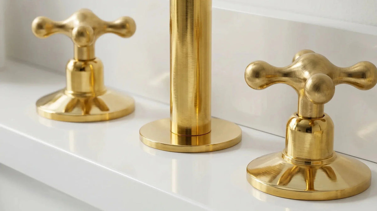 Widespread 3 Holes Solid Brass Faucet, Antique Brass Kitchen Deck Mounted Faucet - BRASSDORIA