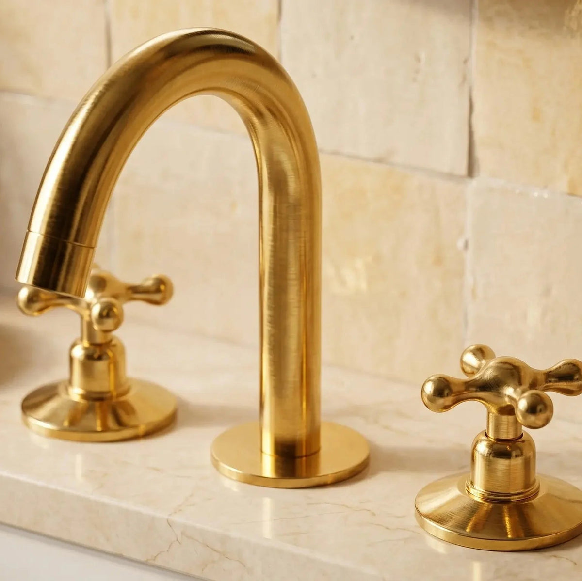 Widespread 3 Holes Solid Brass Faucet, Antique Brass Kitchen Deck Mounted Faucet - BRASSDORIA