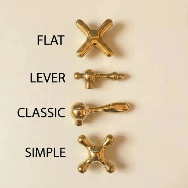 Widespread 3 Holes Solid Unlacquered Brass Faucet, Vanity Sink Bathroom Tap - BRASSDORIA